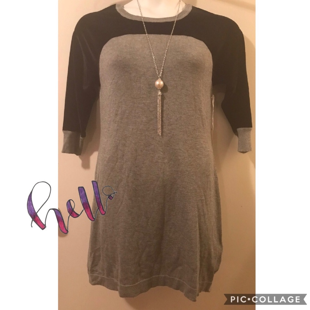 Jana Apparel Grey & Velvet Sweater Dress
